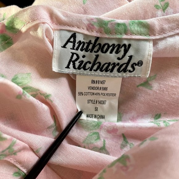 Anthony Richards Pink Floral Cotton Blend Sleeveless Snap Front Dress + Pockets - Picture 5 of 6